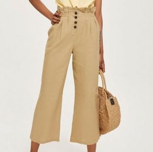 Topshop wide leg brown summer pant size 10